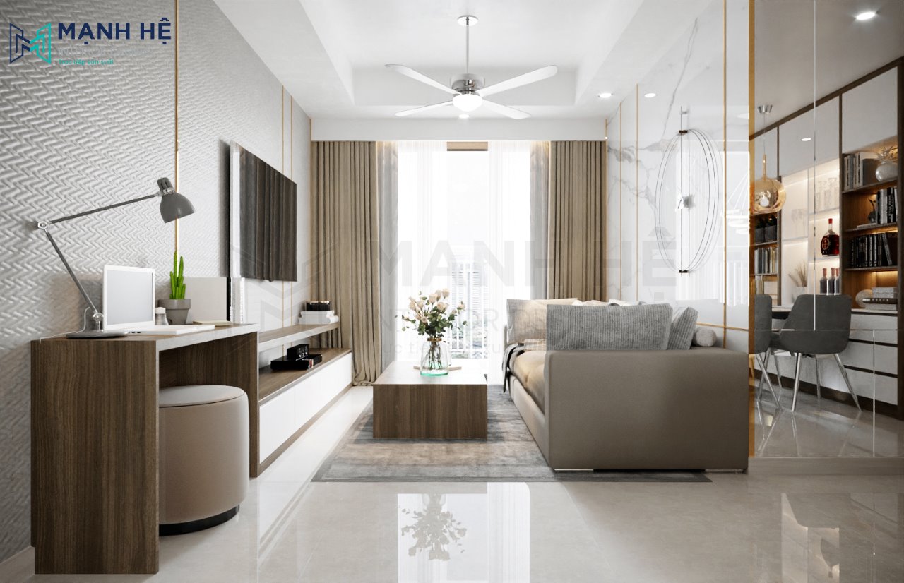 Thiết kế phòng khách nhỏ 10m2 đẹp hiện đại và sang trọng cho gia chủ trẻ tuổi