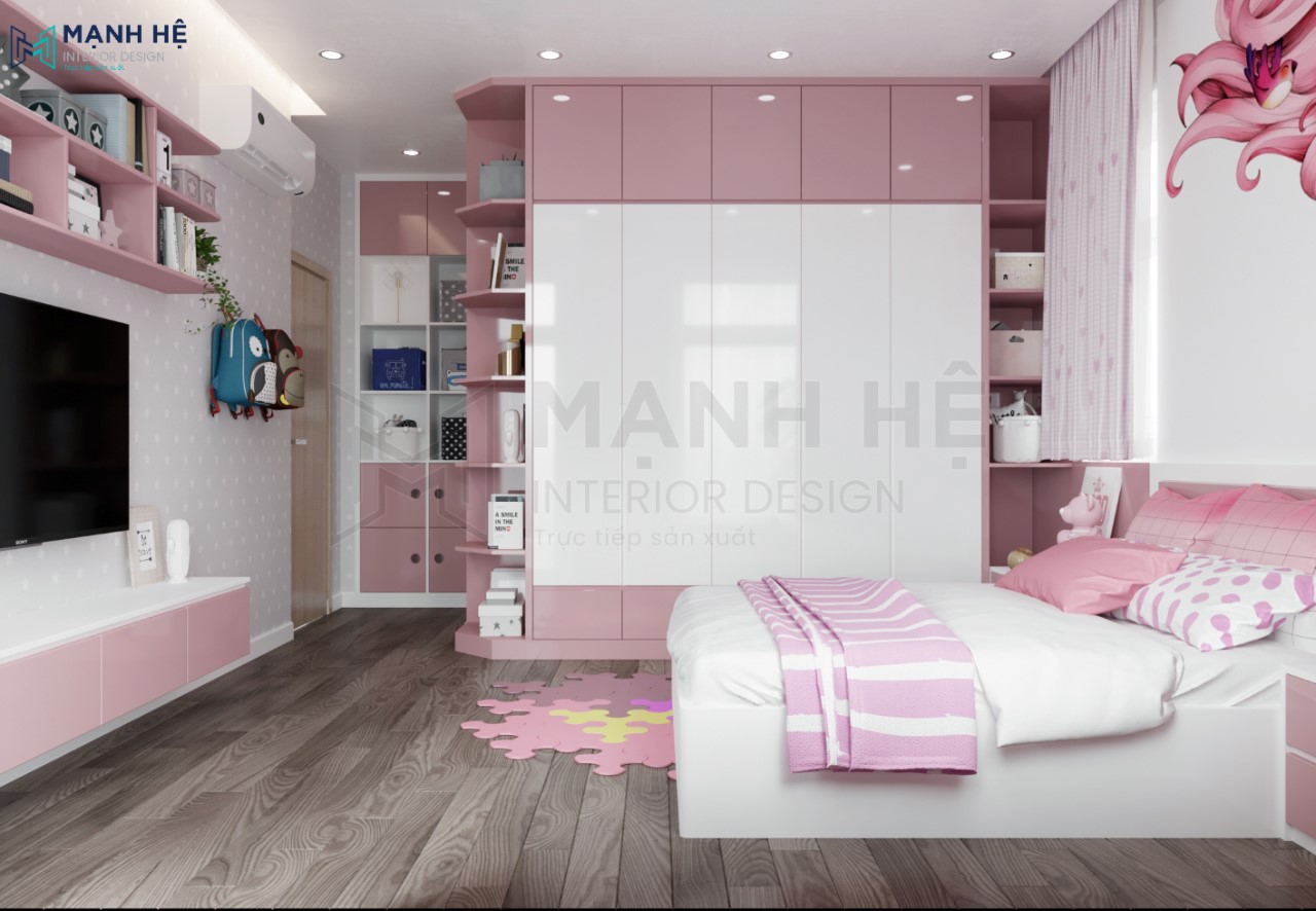 Hệ tủ quần áo đụng trầng kết hợp kệ trang trí