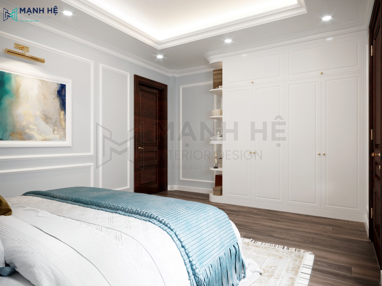 Hệ tủ quần áo kết hợp kệ trang trí