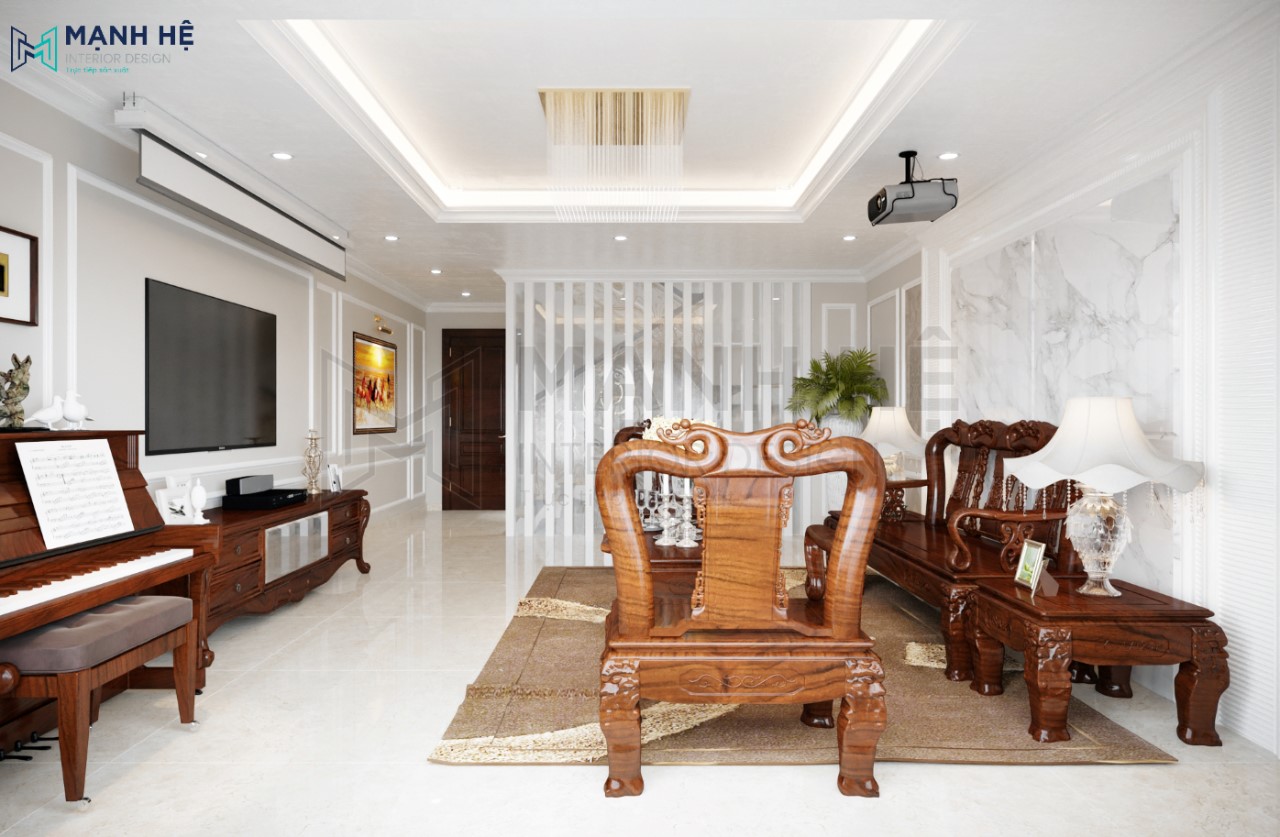 Bộ đèn pha lê sang trọng tại phòng khách
