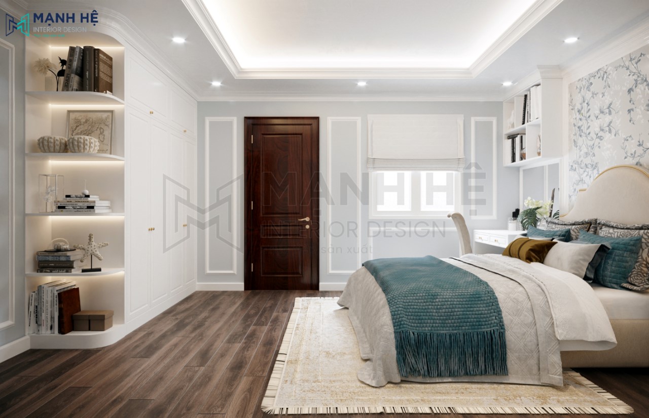 Chạy phào chỉ PU cho nội thất phòng ngủ tân cổ điển