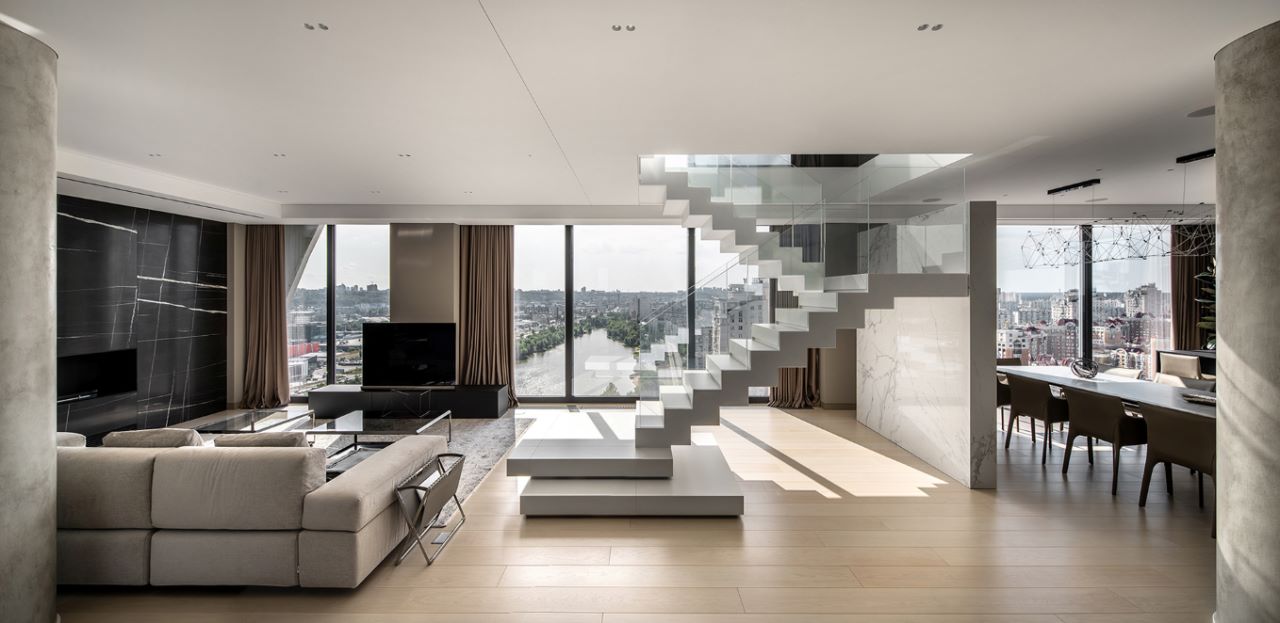 phòng khách căn hộ duplex