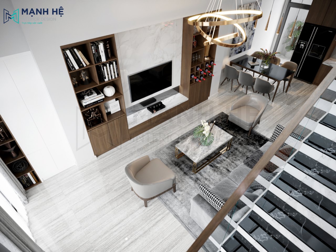 Tủ tivi phòng khách kết hợp tủ rượu hiện đại và sang trọng