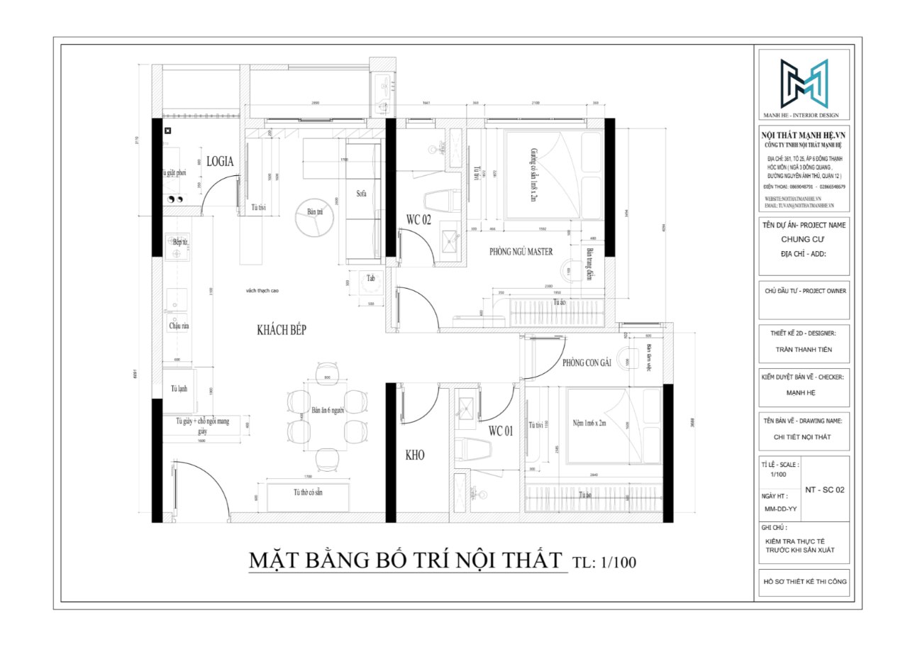 mặt bằng bố trí căn C1