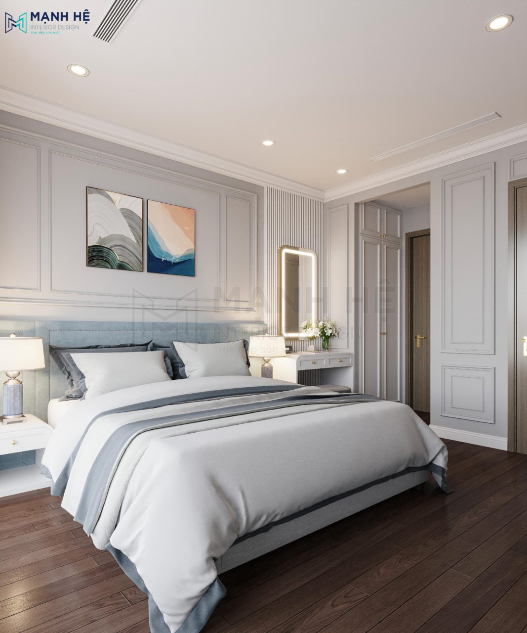 thiết kế nội thất phòng ngủ tân cổ điển