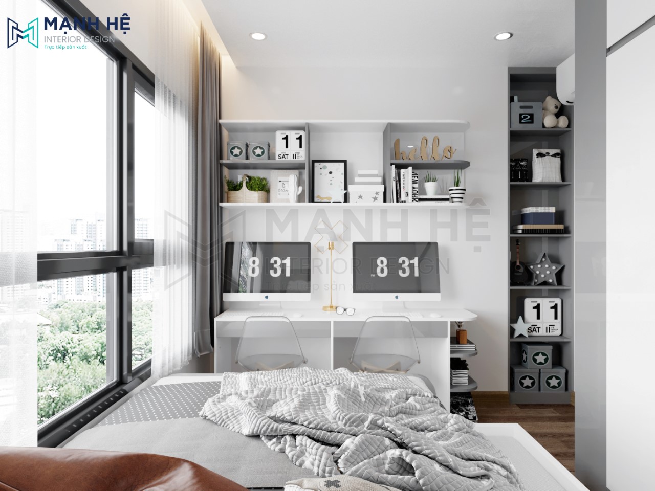 bàn học đôi cho 2 bé