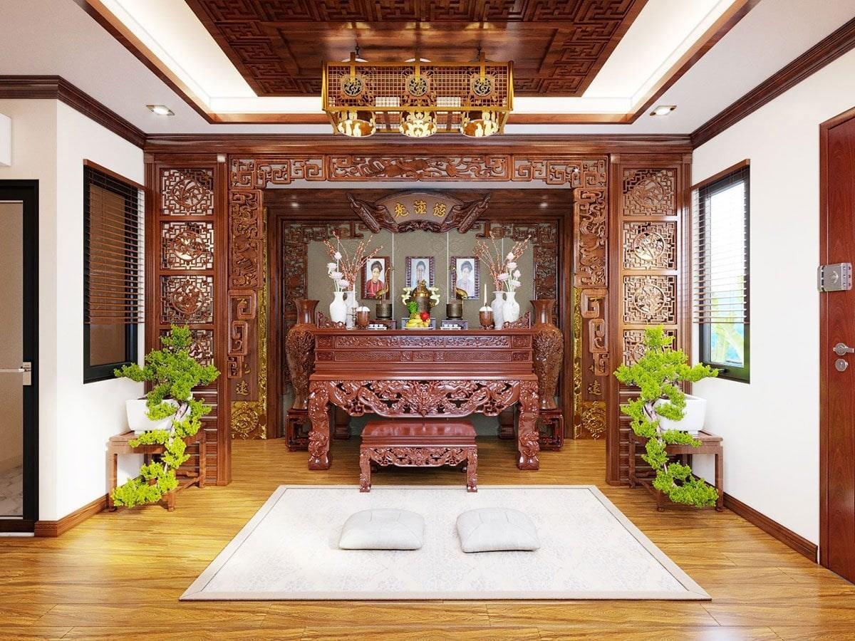 phòng thờ gỗ tự nhiên