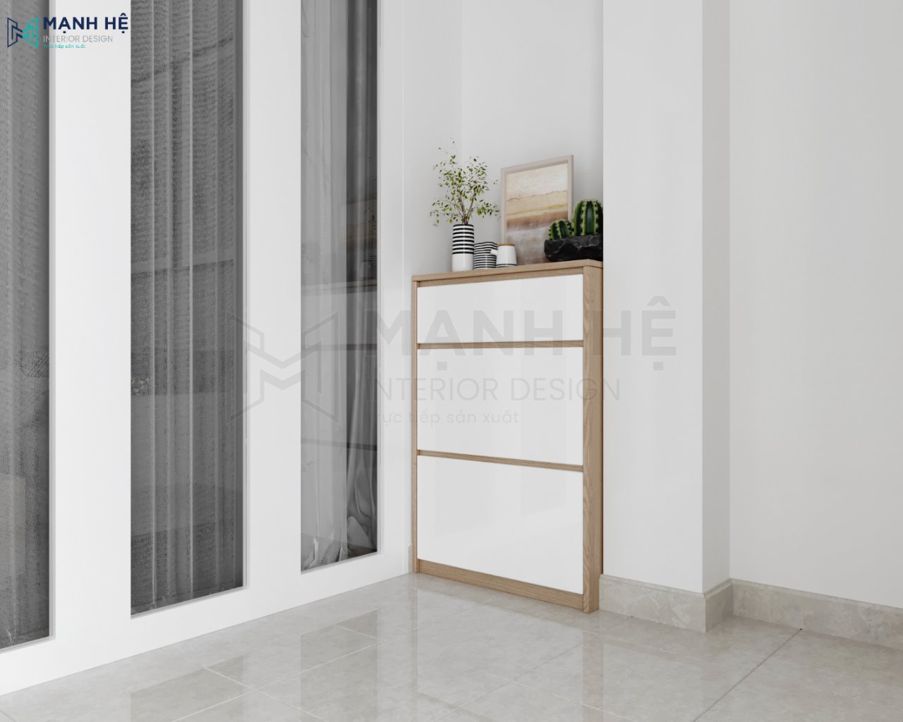 Tủ giày gỗ thông minh phòng khách