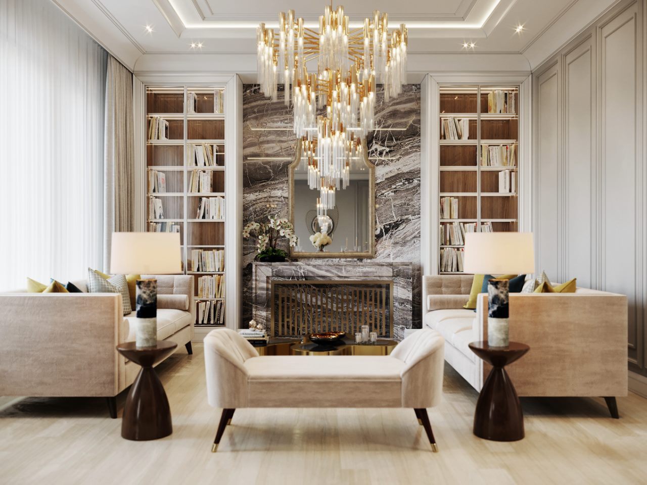 phòng khách phong cách luxury