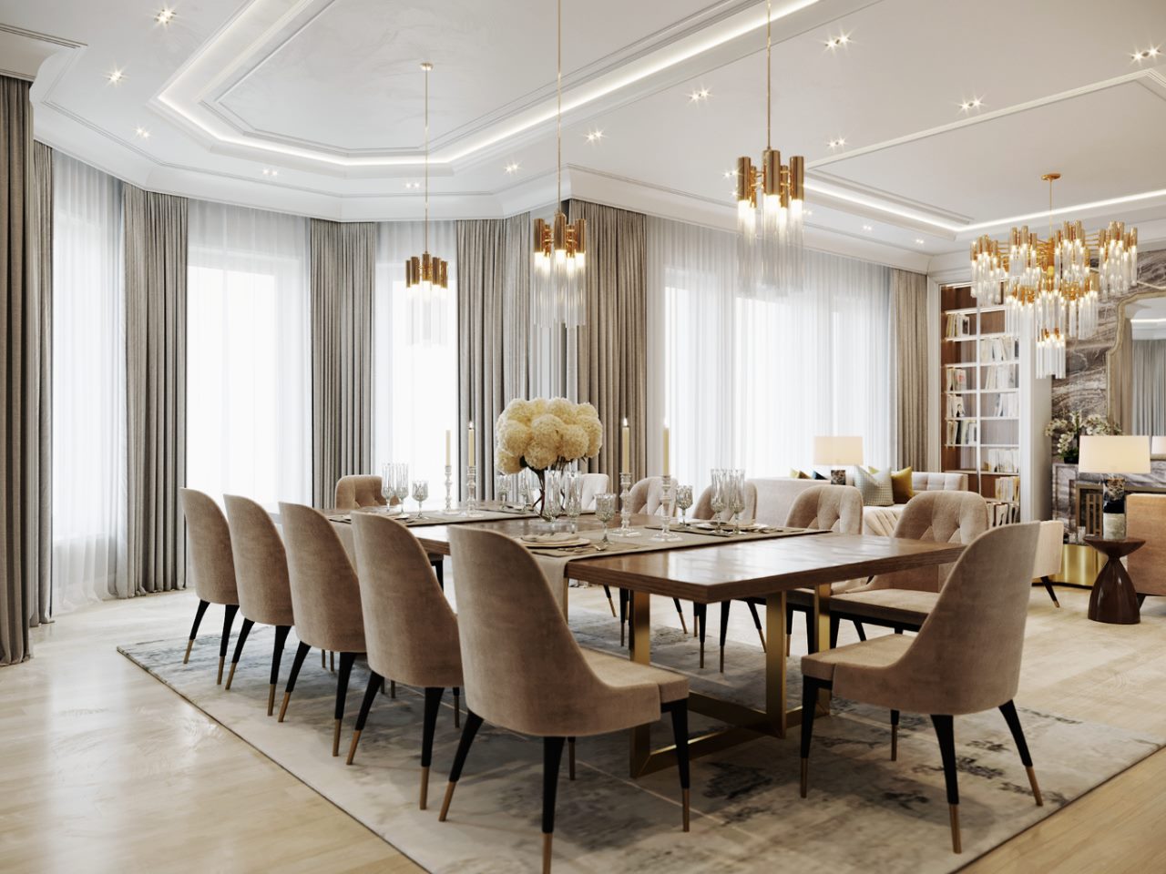 bàn ăn phong cách luxury
