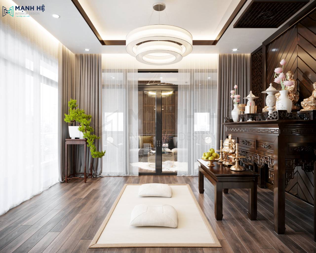 Trần thạch cao giật cấp đi đèn led