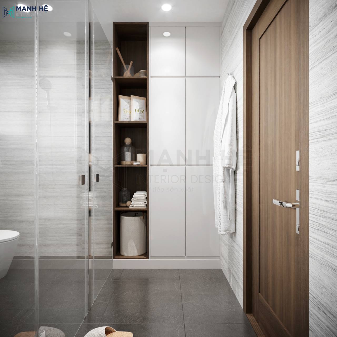 Kệ tủ trang trí âm tường trong nhà vệ sinh