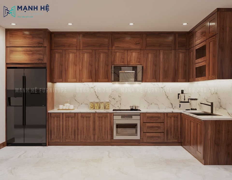 Tủ bếp gỗ công nghiệp