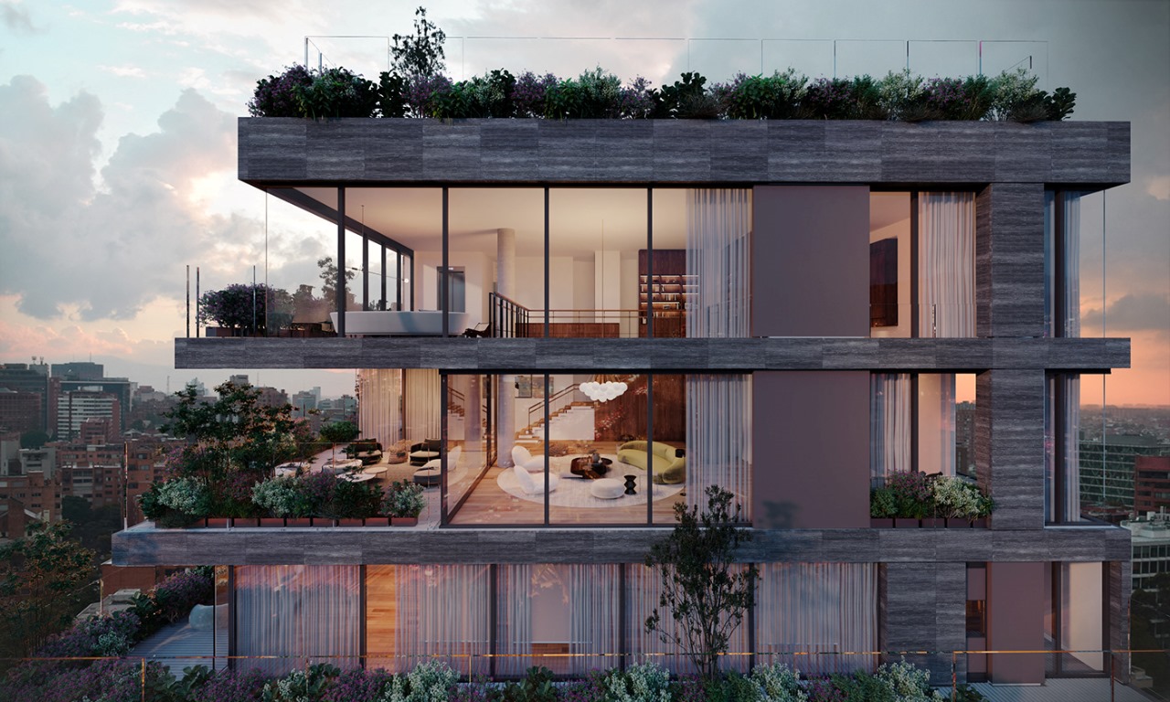 tổng quan không gian căn hộ penthouse nhìn từ bên ngoài