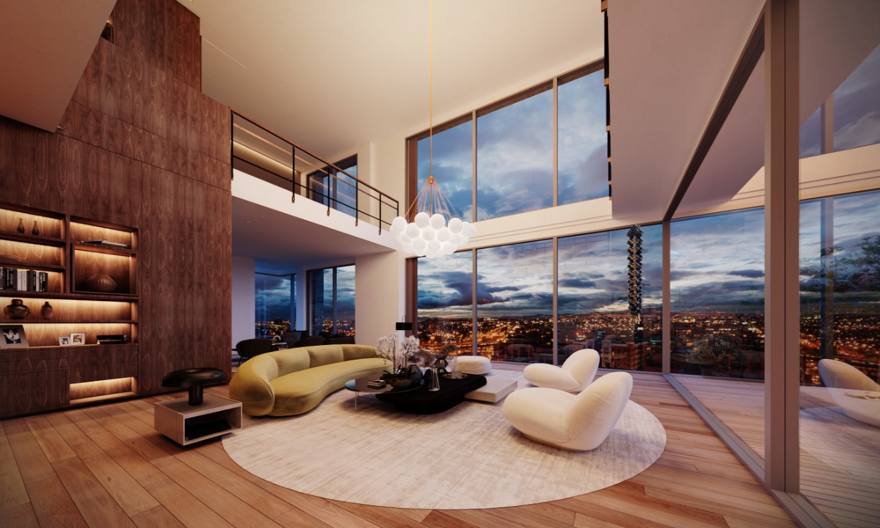 phòng khách căn hộ penthouse