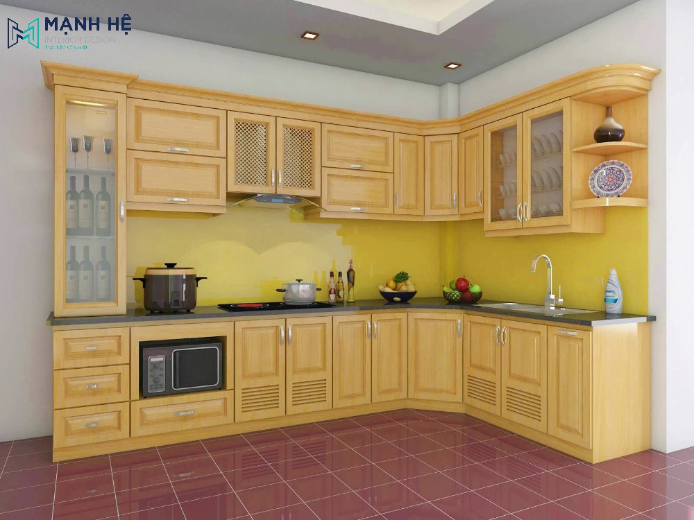 tủ bếp tự nhiên gỗ