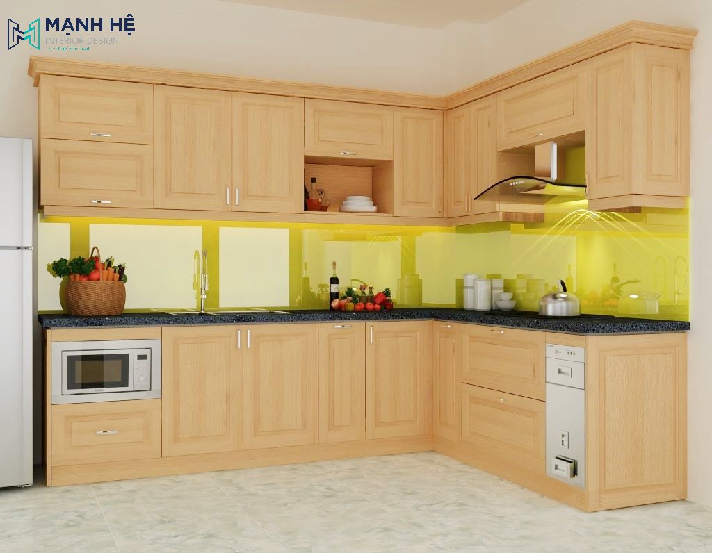 tủ bếp gỗ sồi tự nhiên