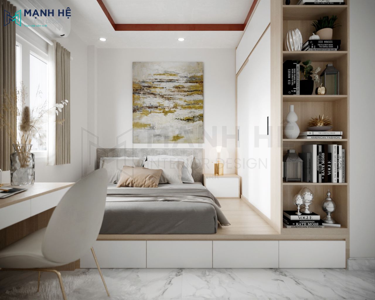 phòng ngủ giường bục