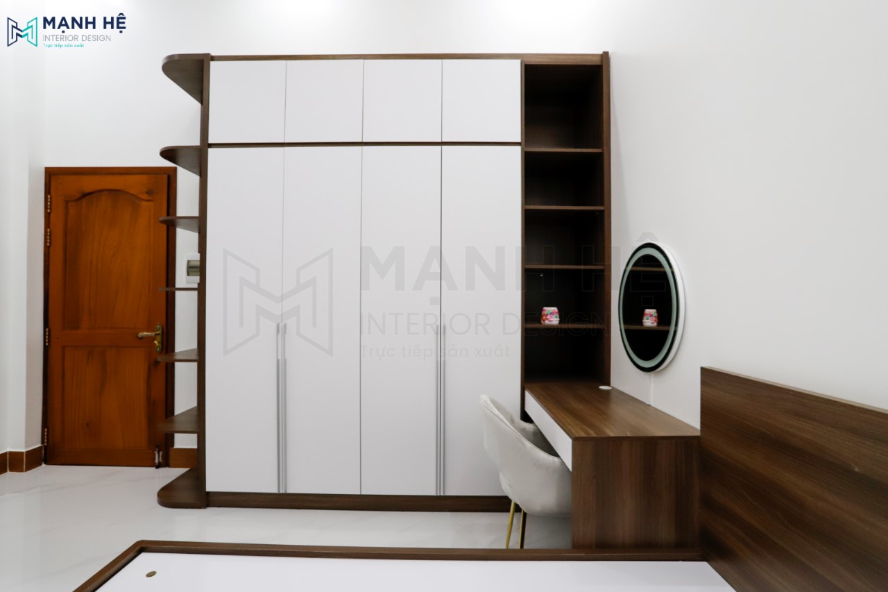 Tủ quần áo kết hợp kệ trang trí