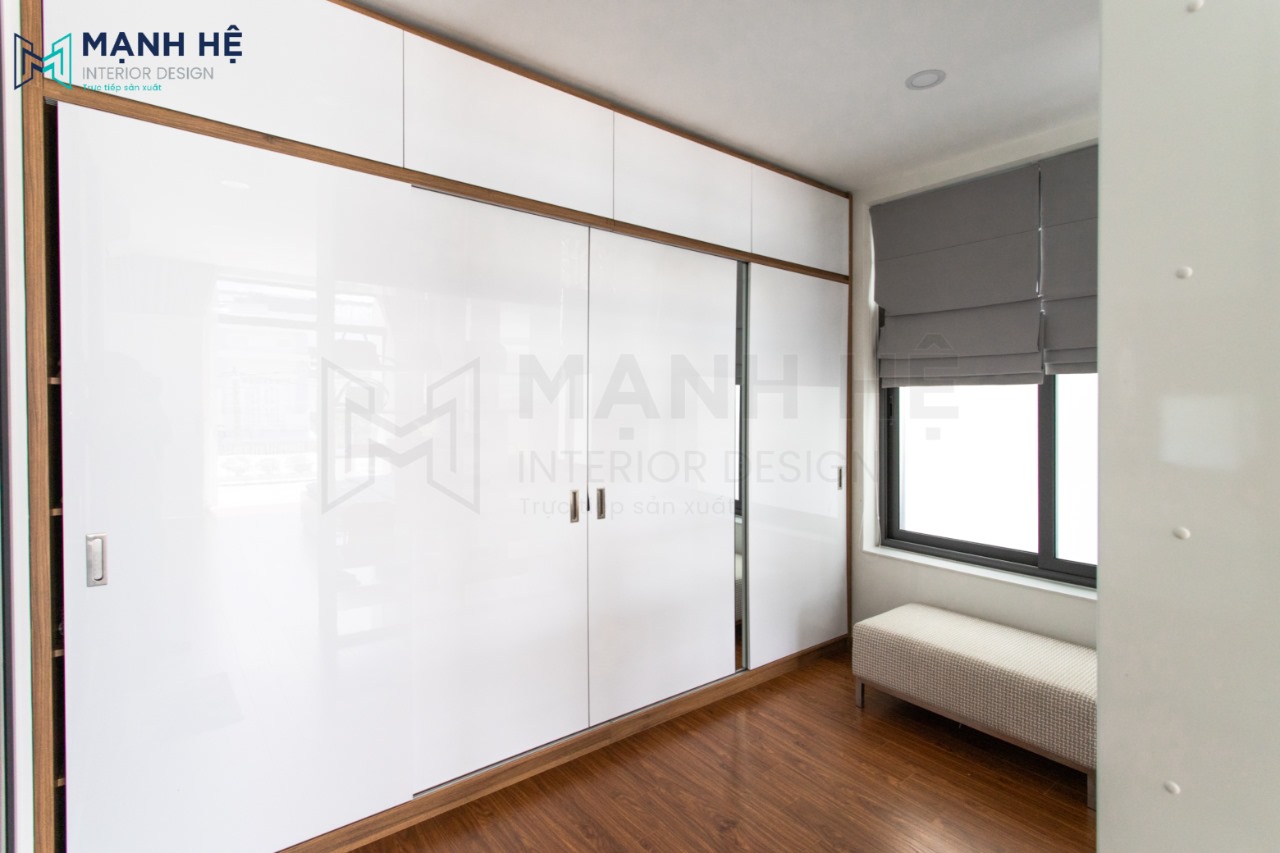 Thi công hệ tủ quần áo cửa lùa âm tường