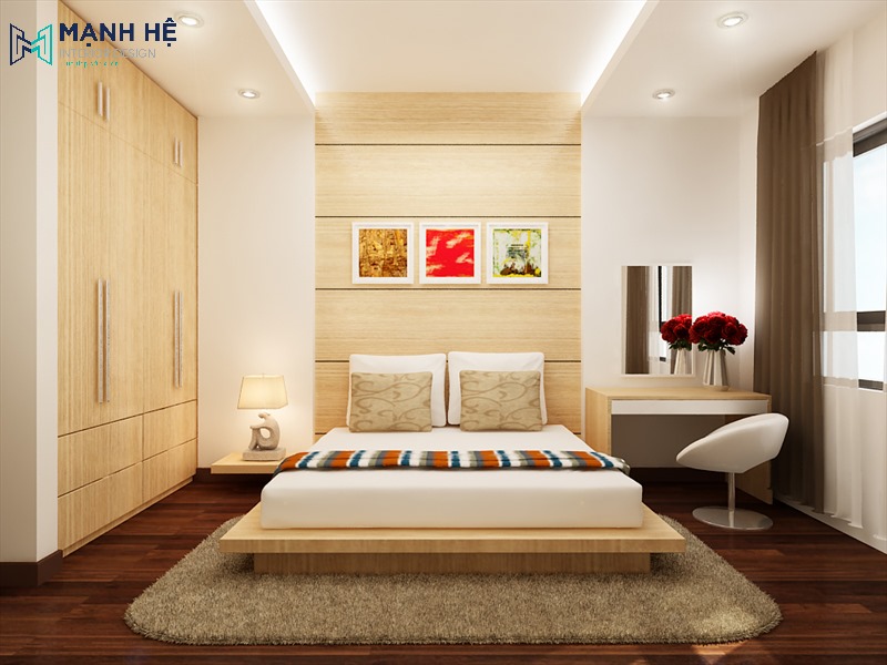 thiết kế nội thất phòng ngủ gỗ công nghiệp