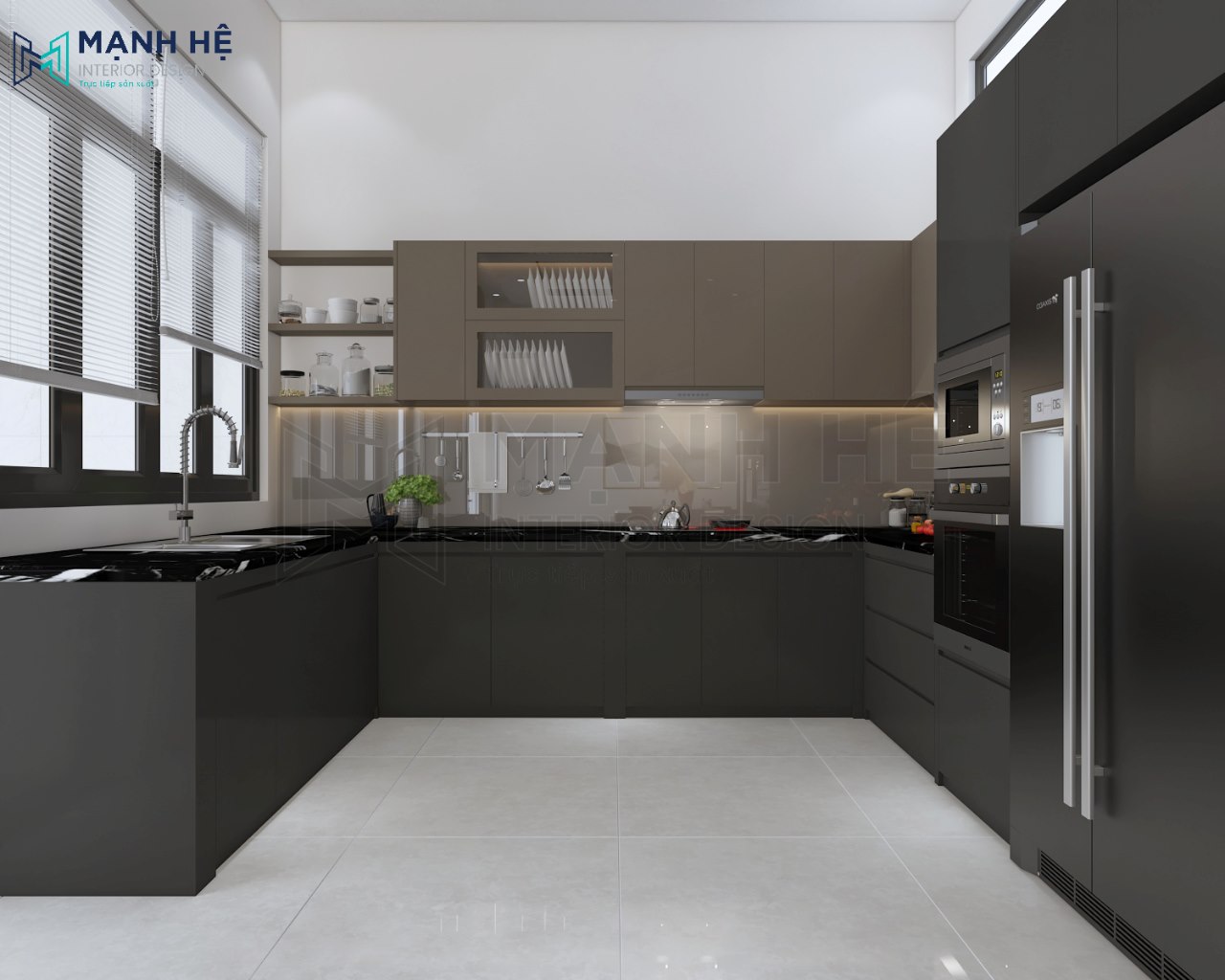 tủ bếp chữ u hiện đại