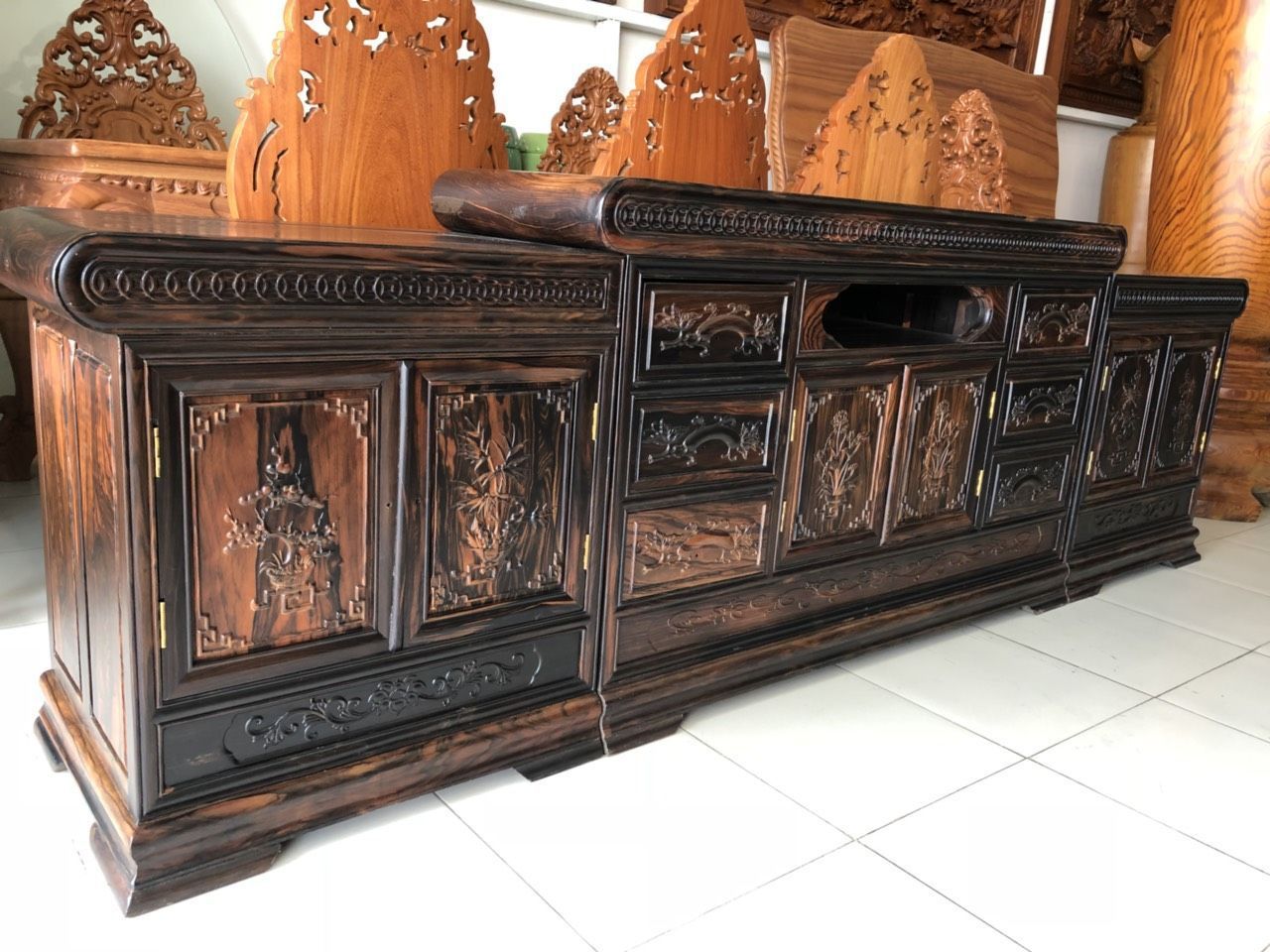 kệ tivi gỗ mun