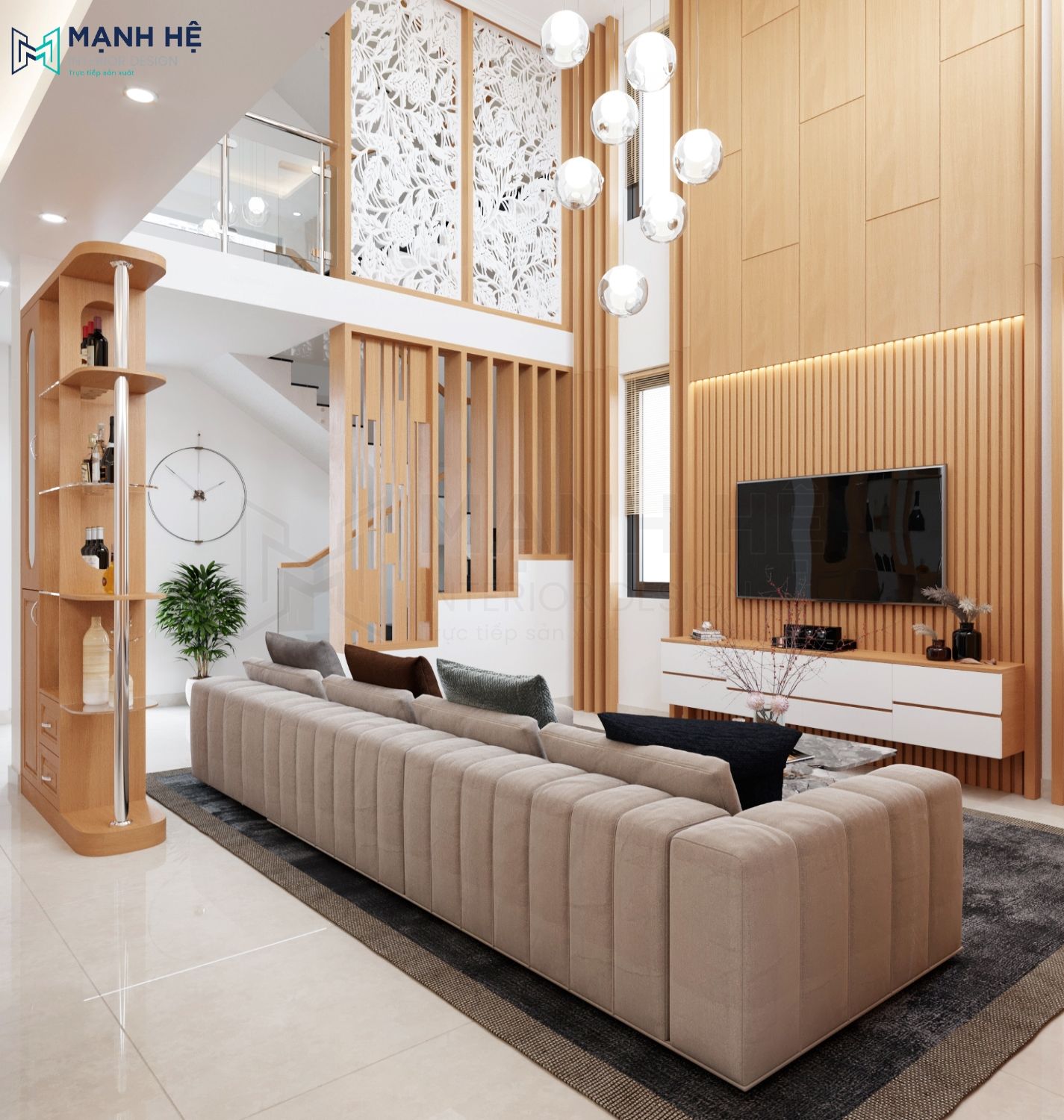 phòng khách liền bếp hiện đại