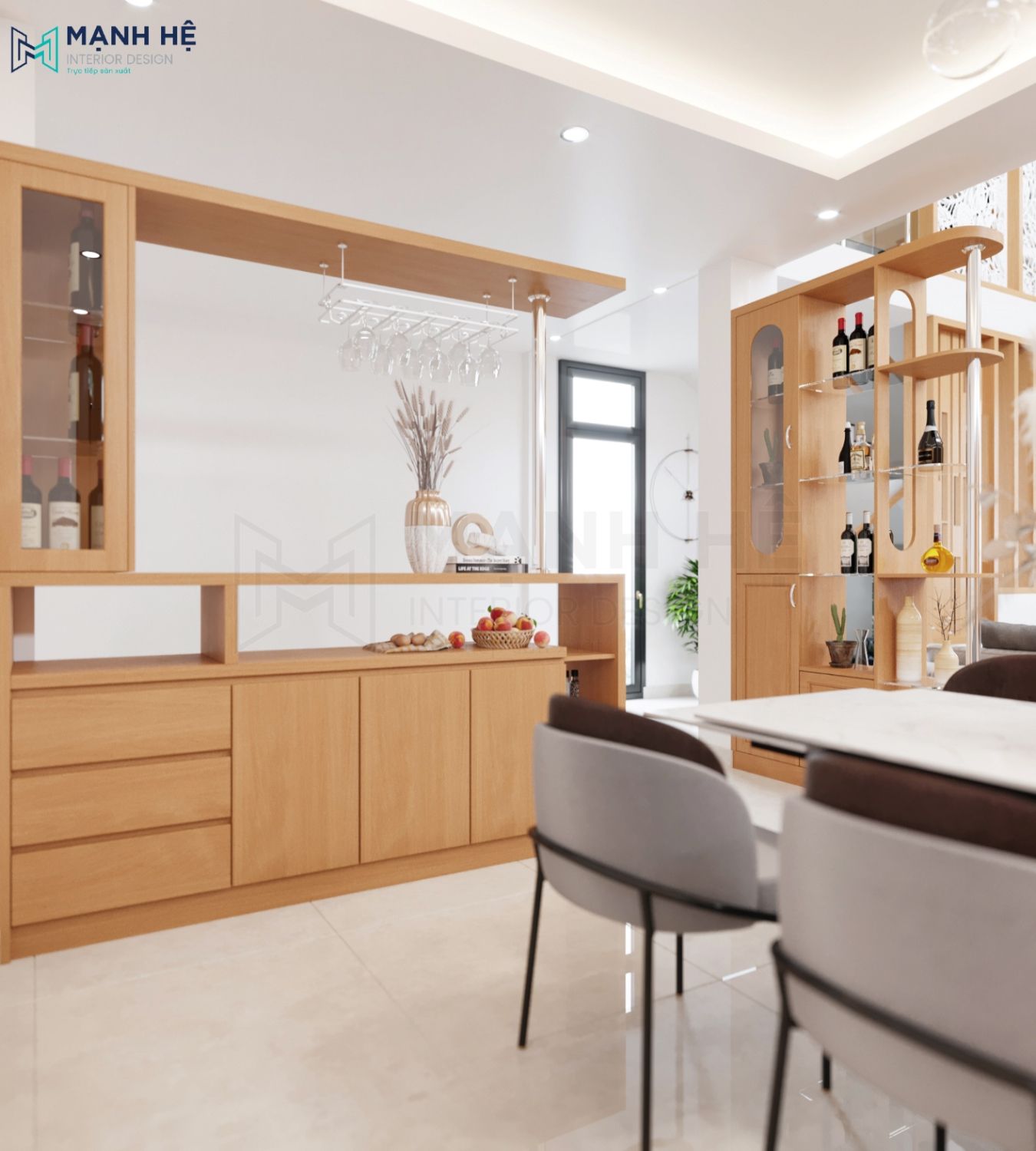 bếp kết hợp quầy bar hiện đại