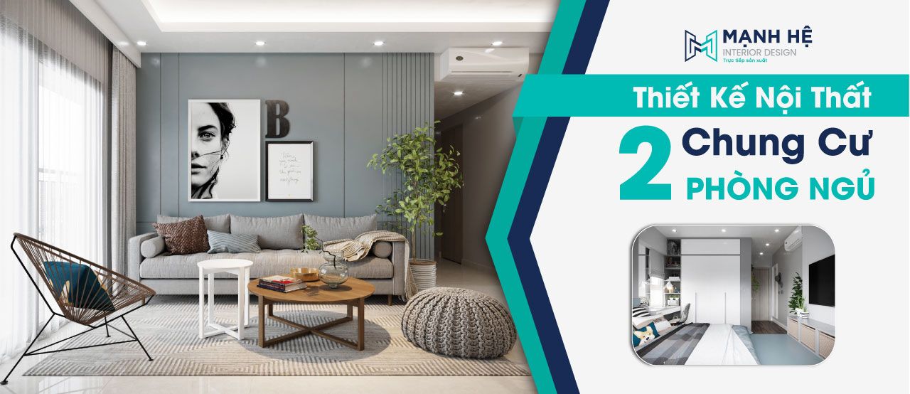 thiết kế nội thất chung cư 2 phòng ngủ