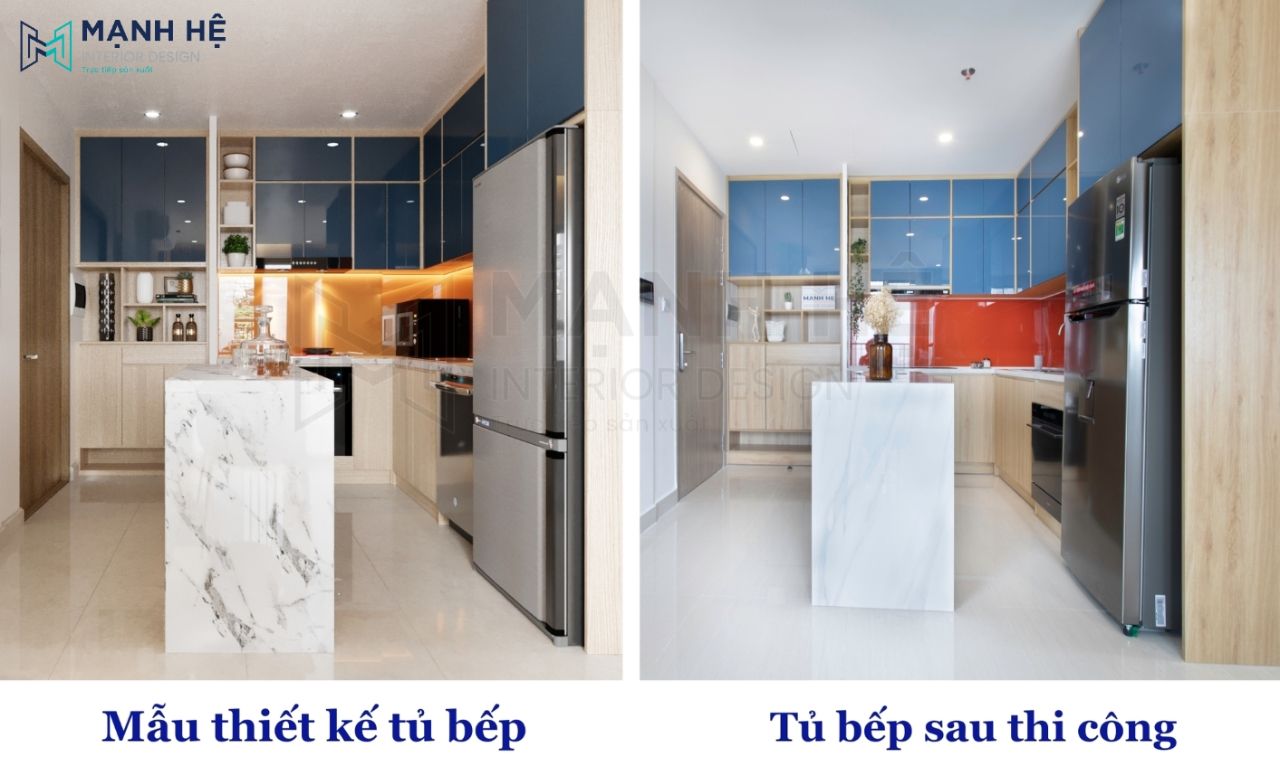 Cam kết thi công tủ bếp giống bản vẽ thiết kế