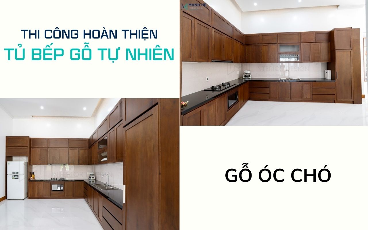 thi công tủ bếp gỗ tự nhiên