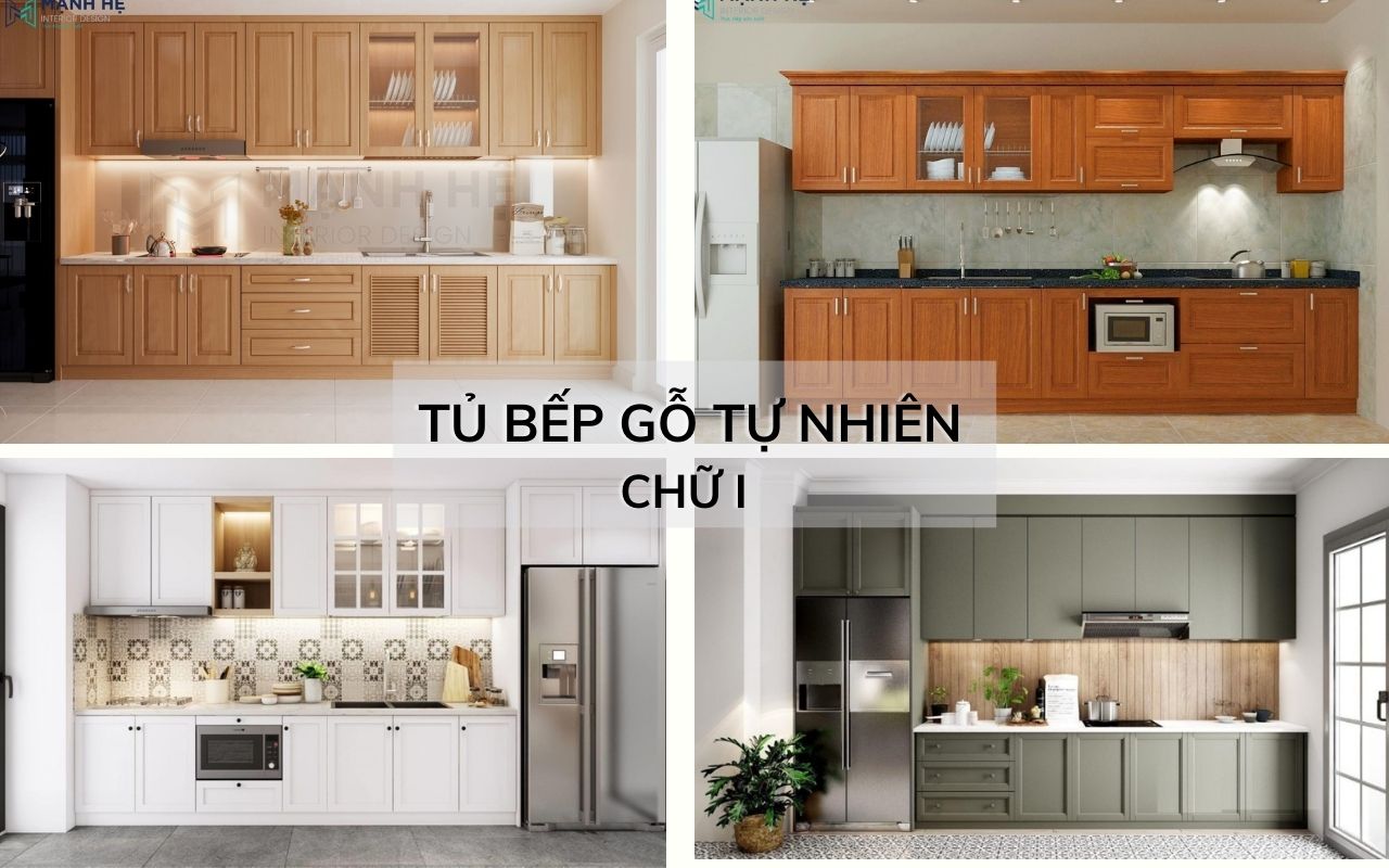 tủ bếp gỗ tự nhiên chữ i