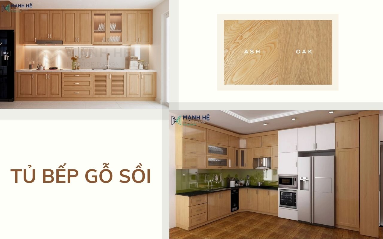 Những mẫu tủ bếp gỗ Sồi tự nhiên đẹp mộc mạc, giản dị