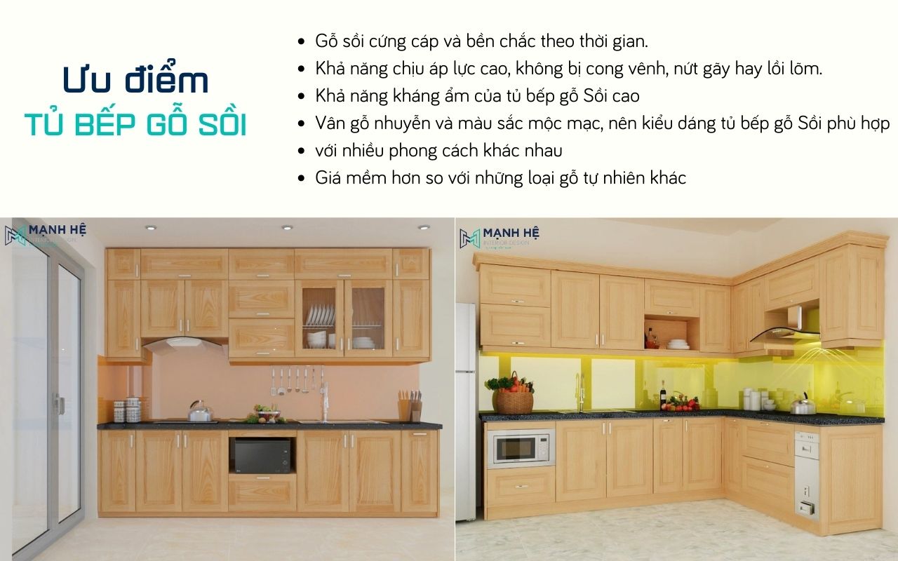 ưu điểm tủ bếp gỗ sồi
