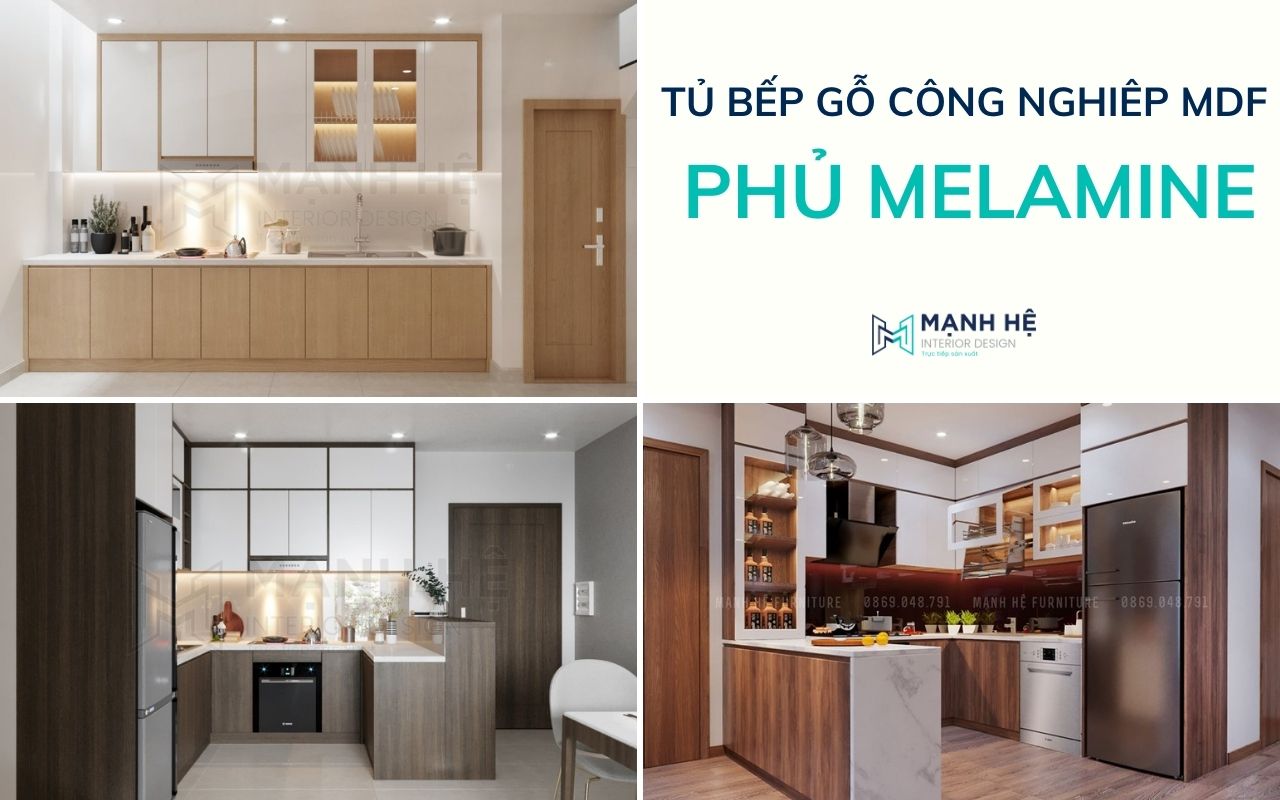 tủ bếp gỗ công nghiệp mdf phủ melamine