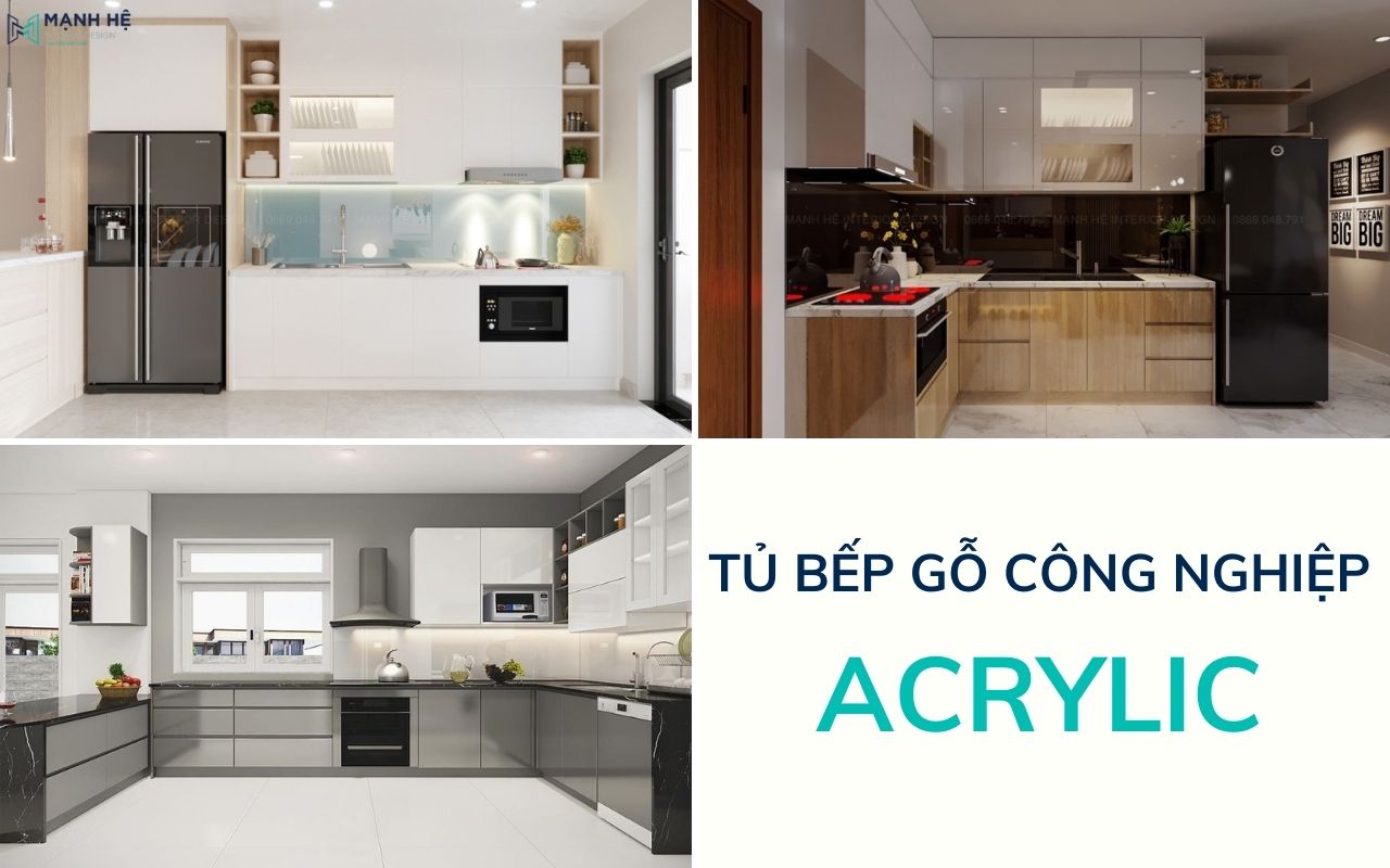 tủ bếp gỗ công nghiệp acrylic