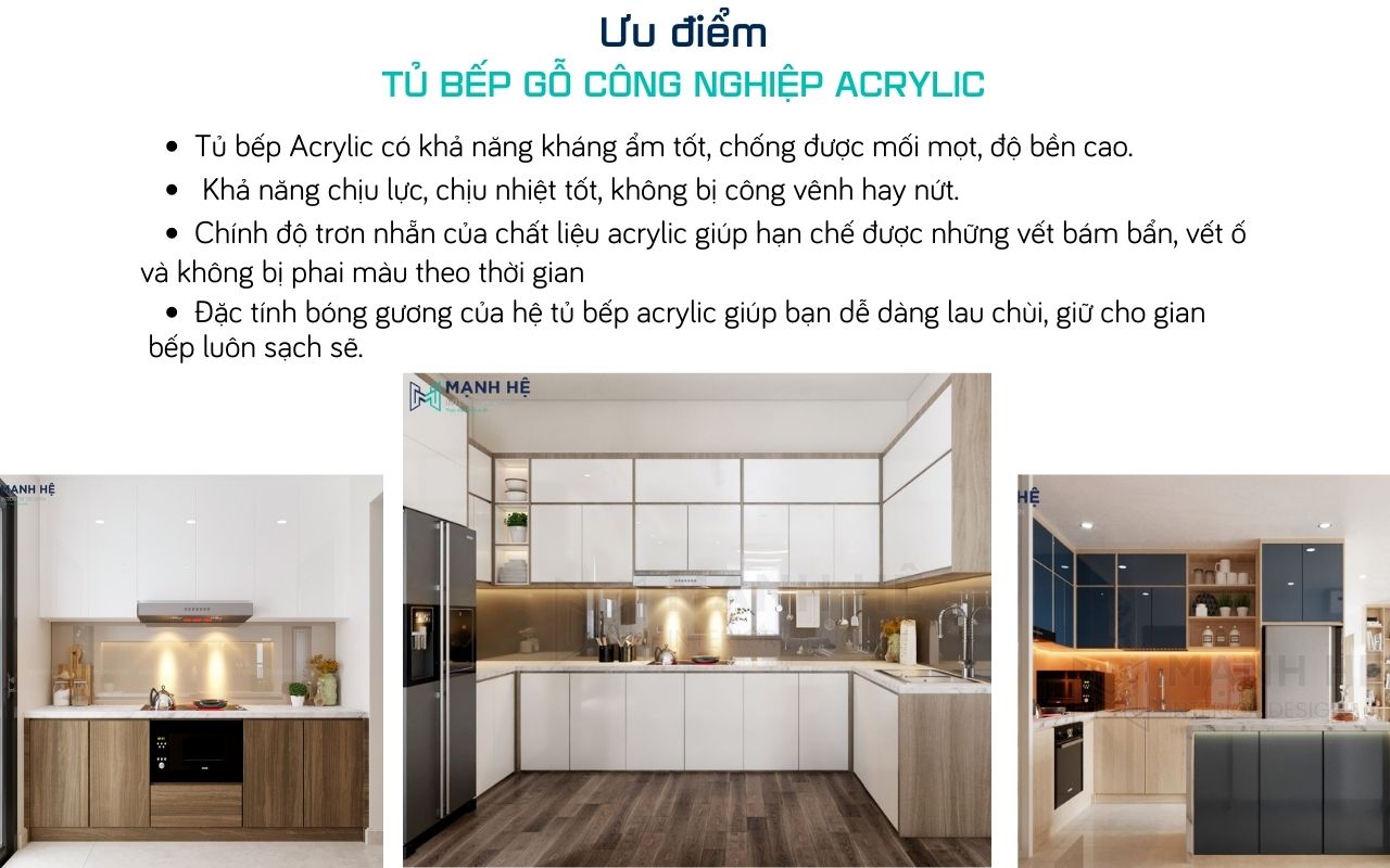 ưu điểm tủ bếp acrylic