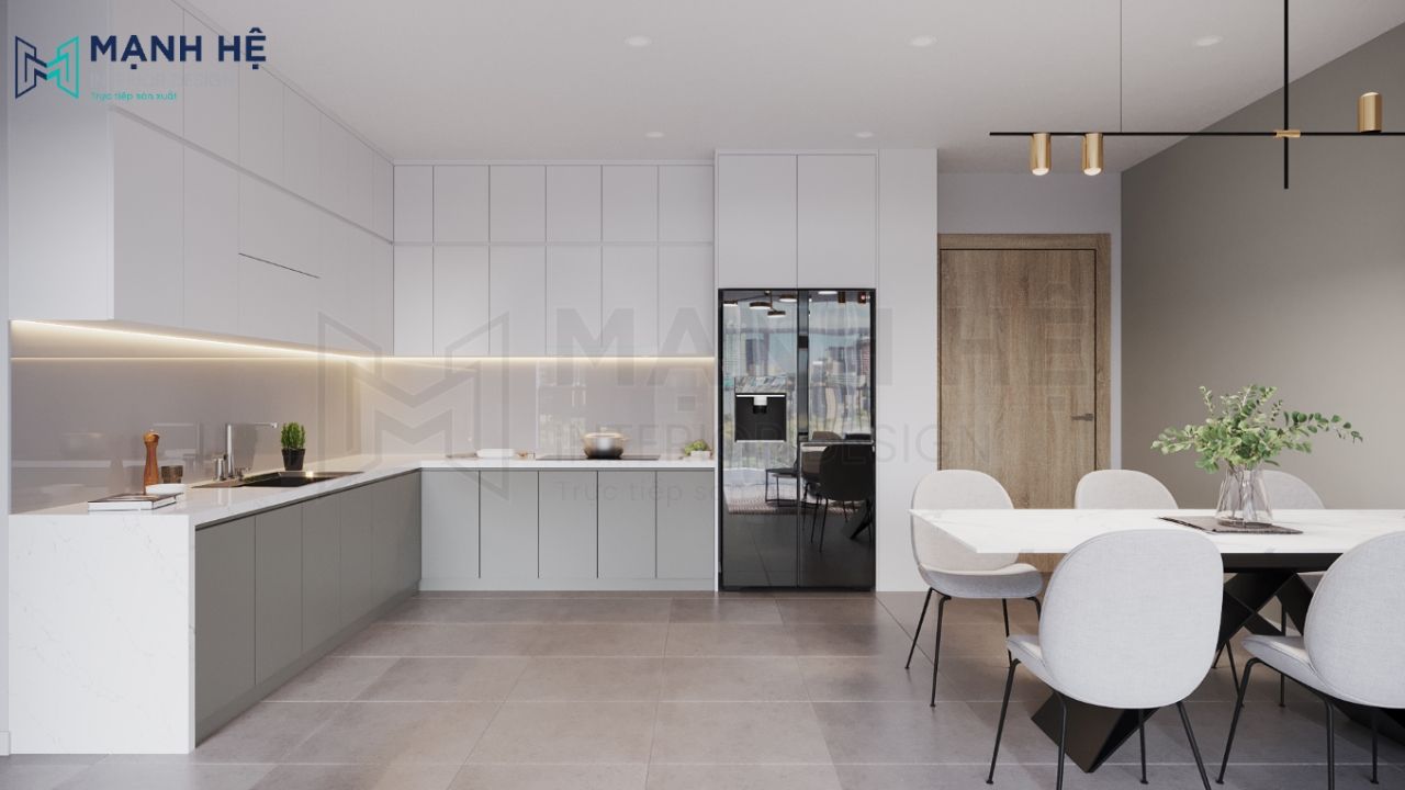 tủ bếp phủ melamine