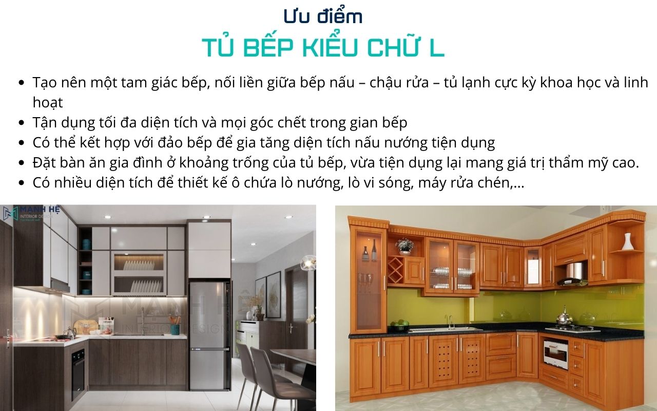 ưu điểm tủ bếp chữ L