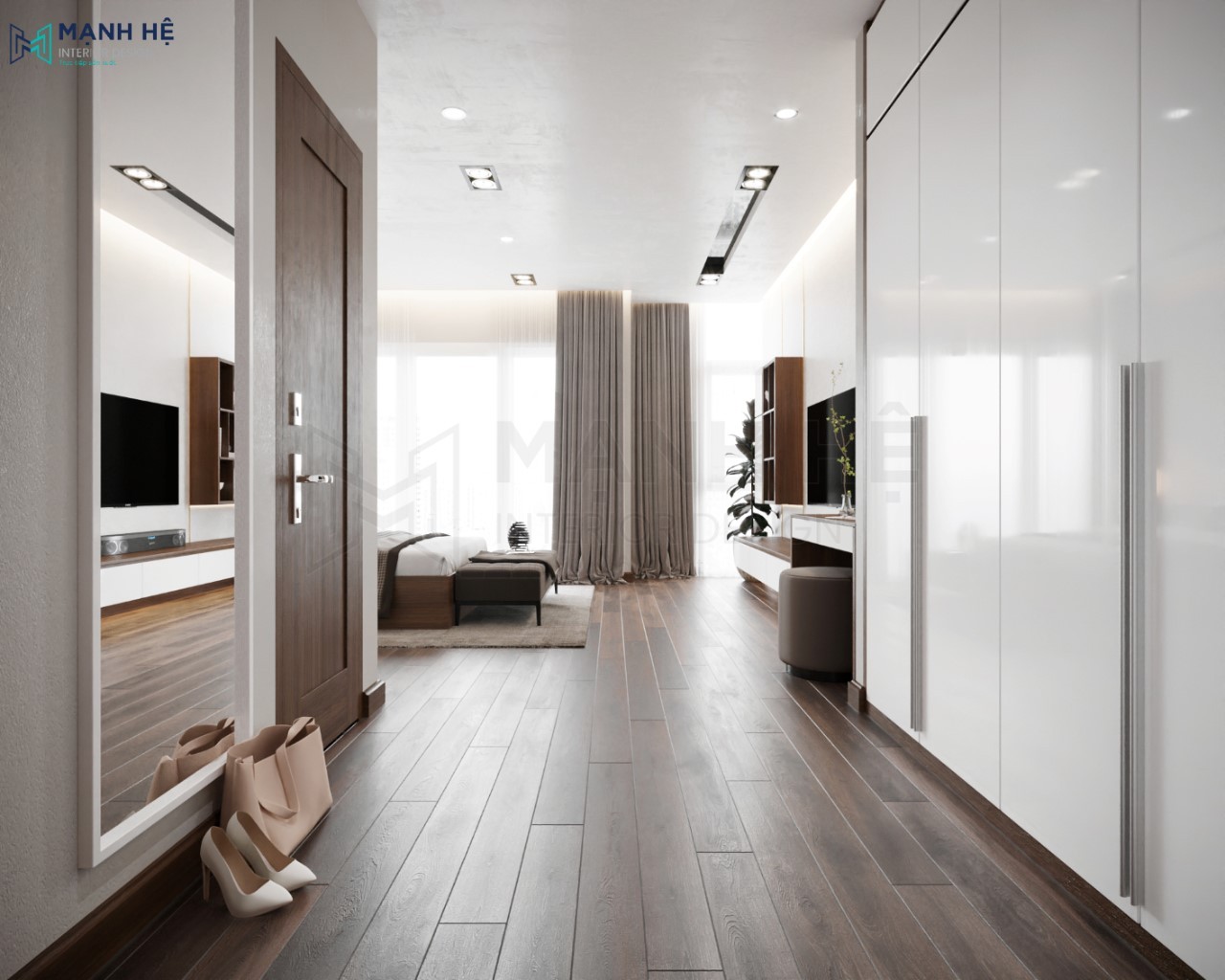 Sử dụng rèm 2 lớp tối ưu ánh sáng tự nhiên cho phòng ngủ master