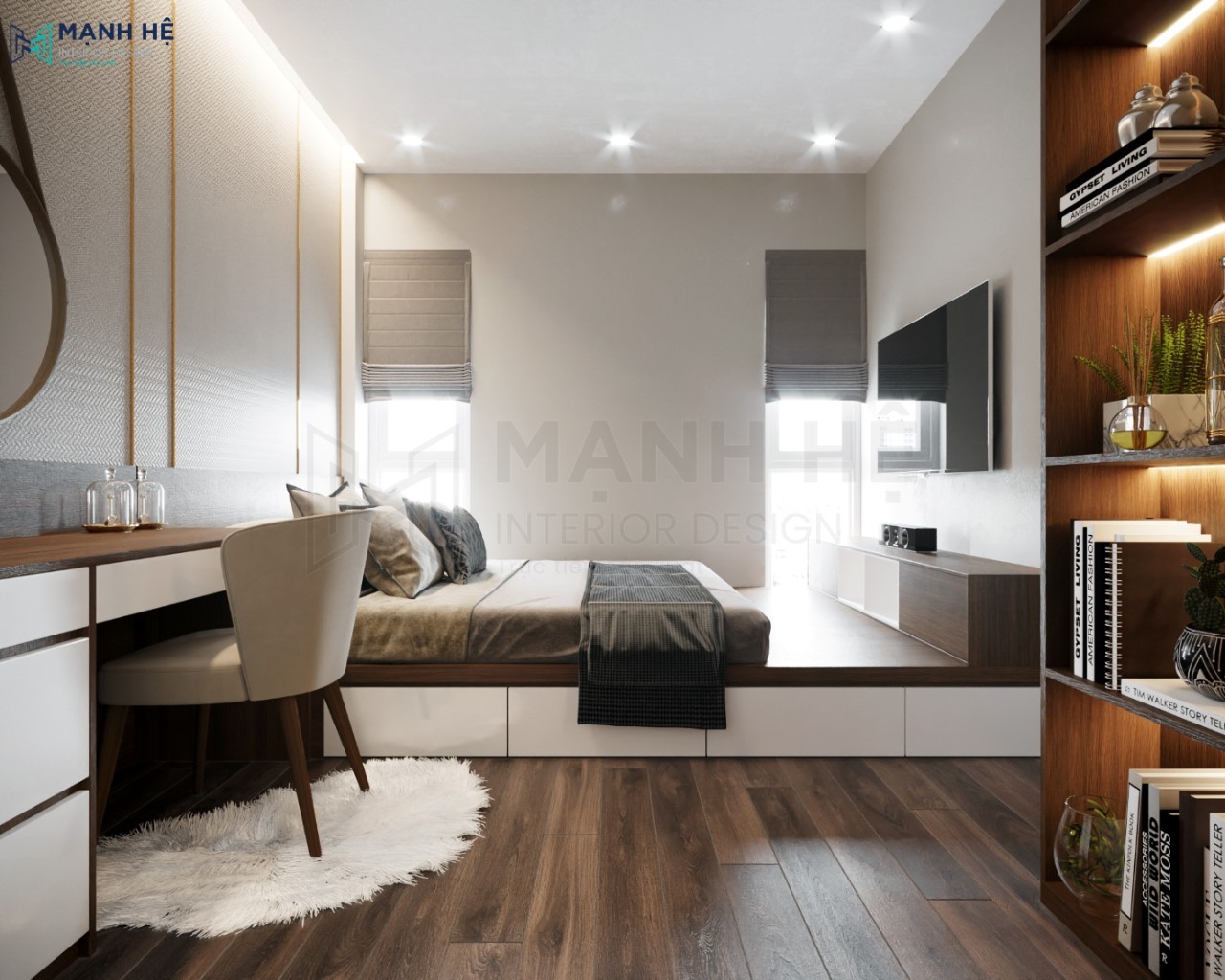 Giường ngủ dạng bục cho phòng ngủ nhỏ