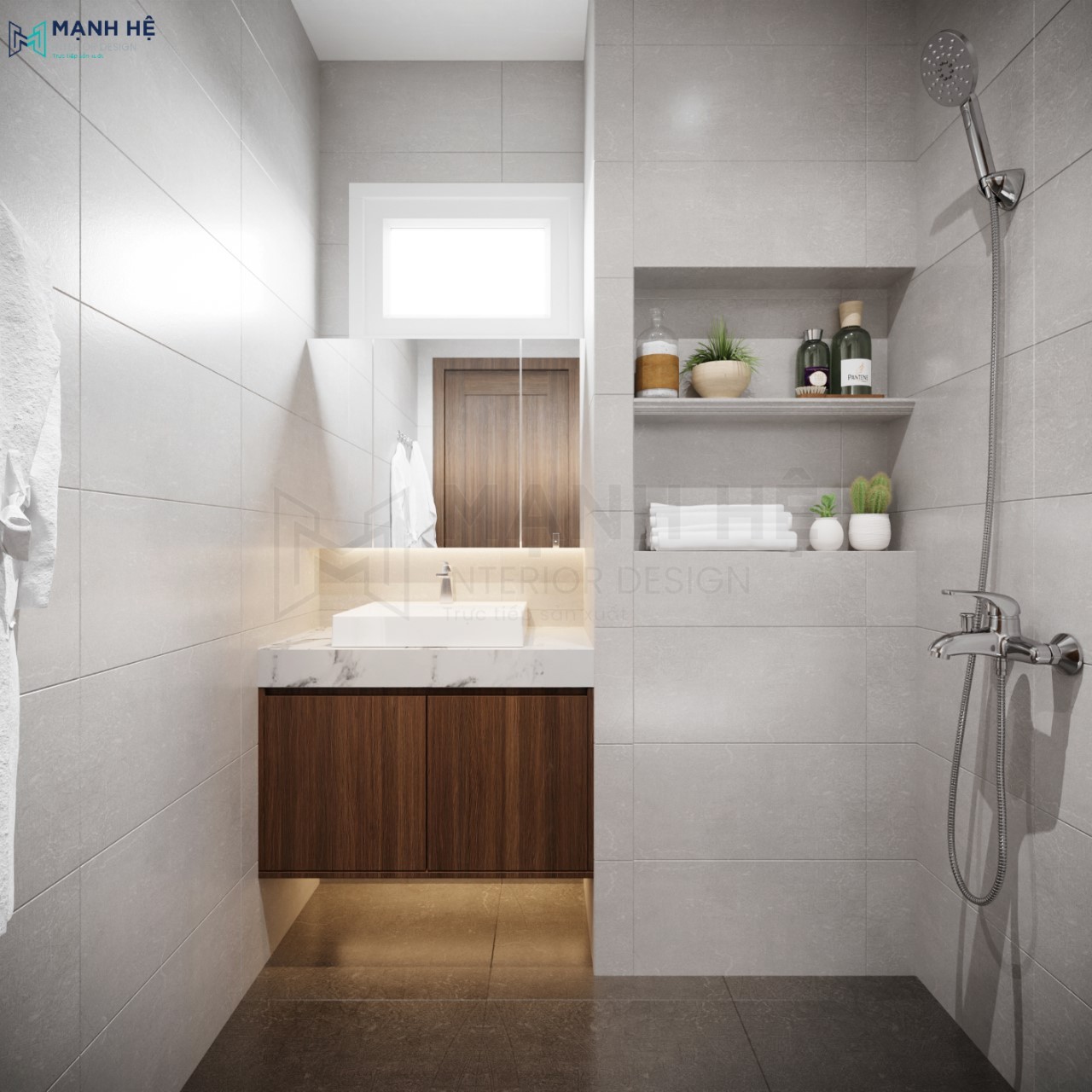 Thiết kế kệ đựng đồ nhà vệ sinh gọn gàng