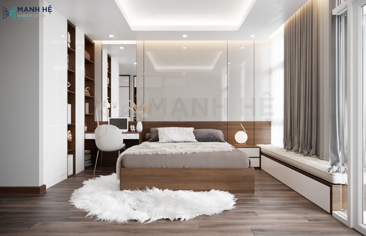 Vách ốp gỗ acrylic bóng gương
