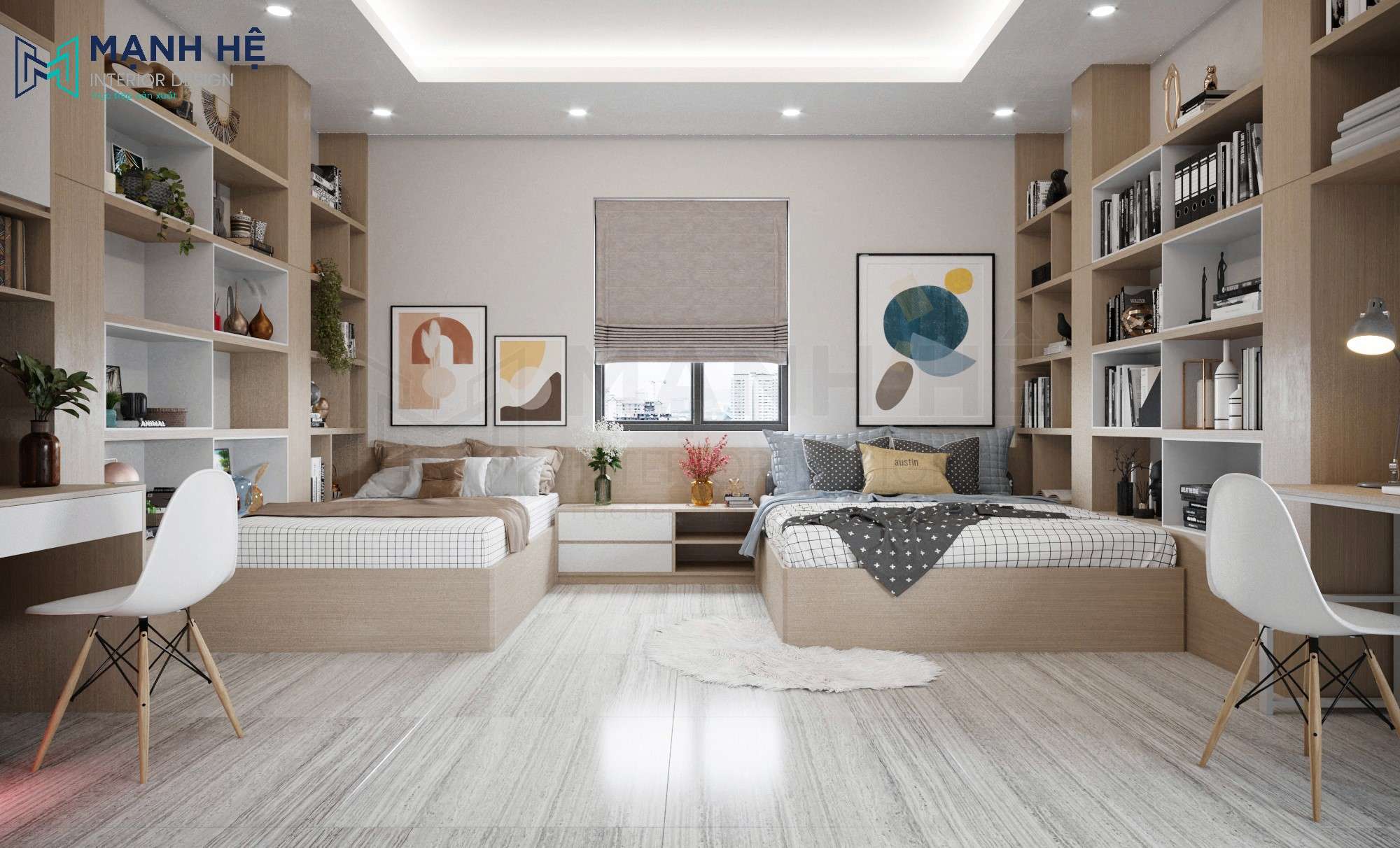 phòng ngủ 2 giường đôi