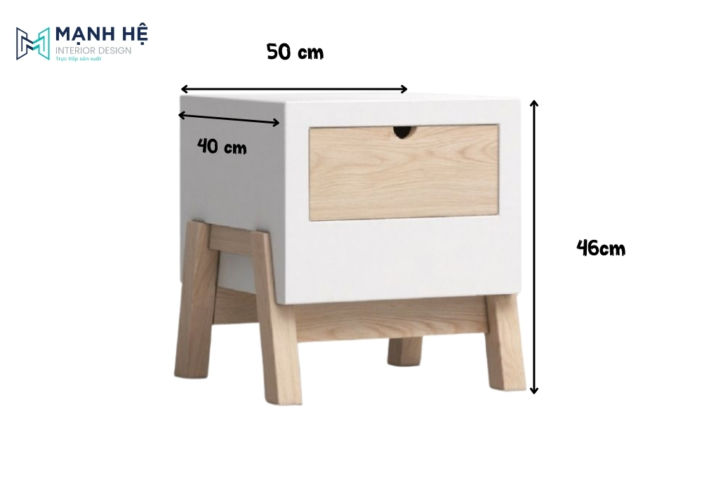 kích thước tab đầu giường nhỏ
