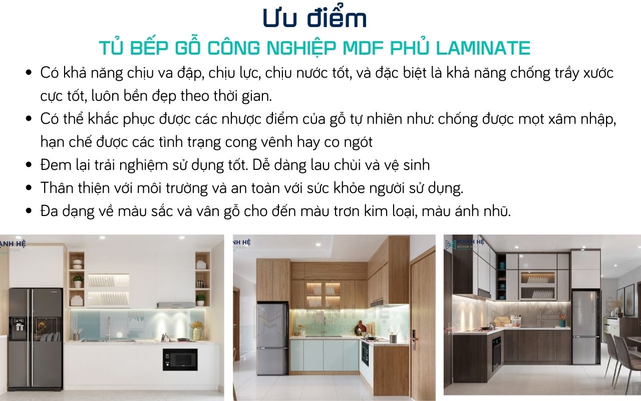 ưu điểm tủ bếp laminate