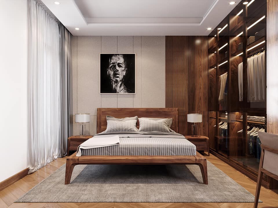 phòng ngủ gỗ óc chó