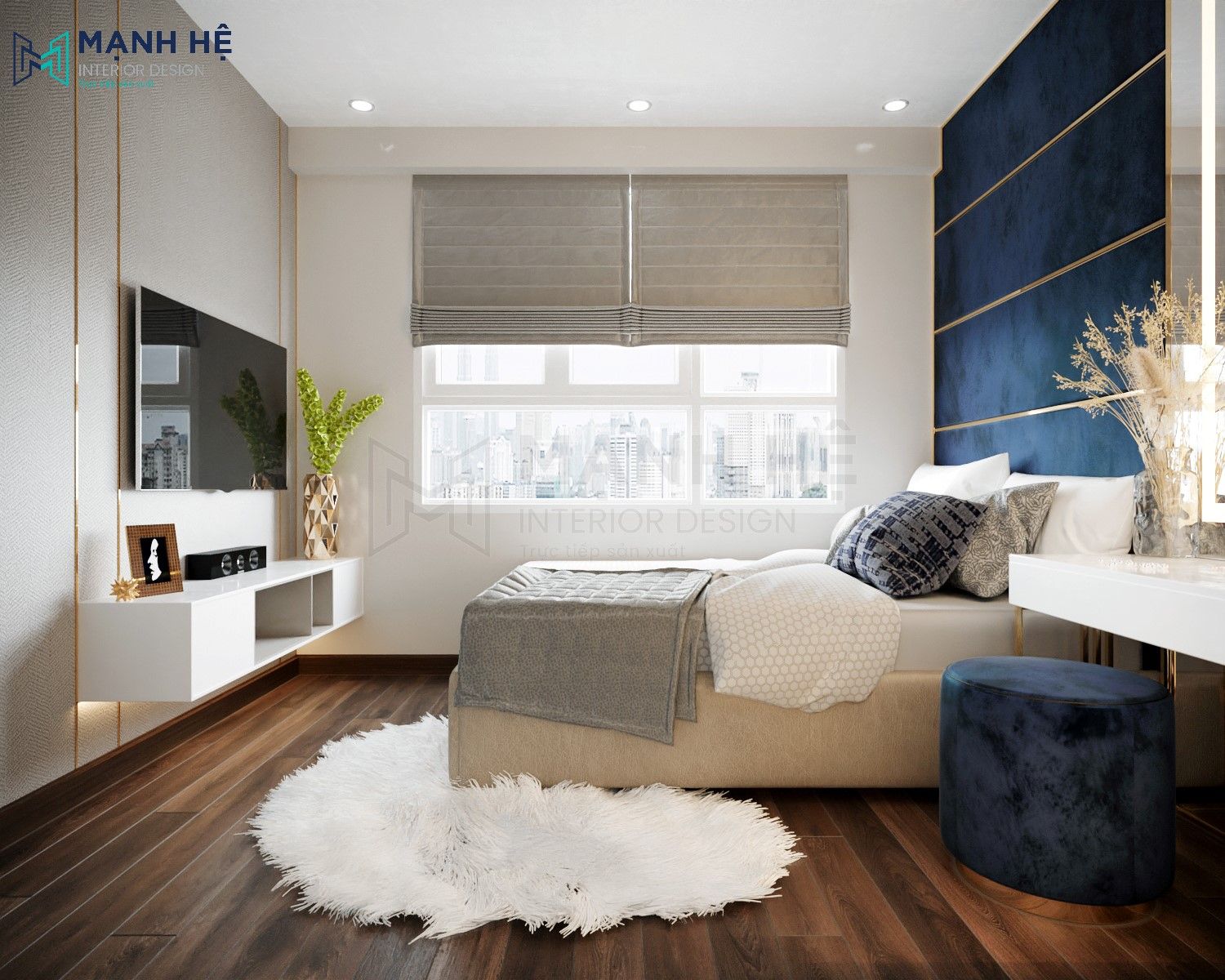 vách ốp nhung đầu giường