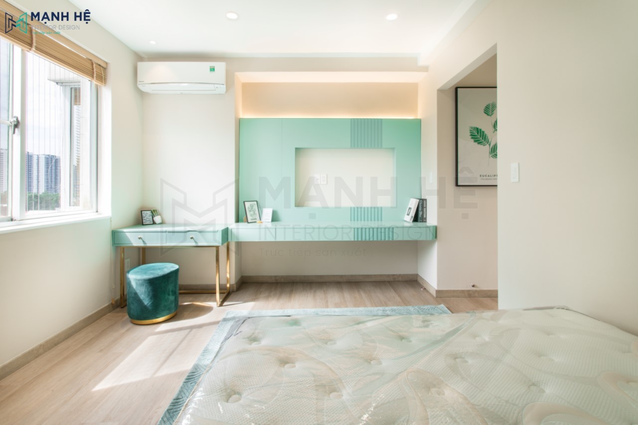 Bàn trang điểm nối liền kệ tivi lớn